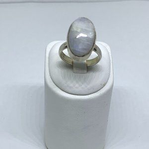 925 Stamped Moonstone Ring Set in Silver Size 7.5 (#107)